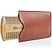 Beard Comb for Men - Wooden Natural Sandalwood Antistatic No Static Dual Action Beard Comb - Fine & Coarse Tooth Perfect for Balms and Oils Includes PU Leather Case - Presented in Cardboard Gift Box