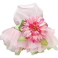 Sanwood Daisy Flower Gauze Tutu Dress Pet Dog Bowknot Princess Clothes Pet Only(S)