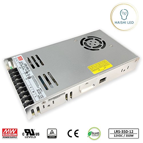 MeanWell Compact Design, 12VDC Switching Power Supply, Active Cooling, LRS-350-12, 110VAC / 220VAC Switchable (350 Watt)