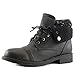 DailyShoes Ankle Pocket Boot Combat Boots Low Heel Lace Up Shoes Punk Fashion Design Spring Autumn Hot Motorcycle Army High Money Wallet Booties Tina-99 Black Pu 9