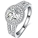 FENDINA 925 Sterling Silver Round Split Shank Bridal Engagement Rings for Women