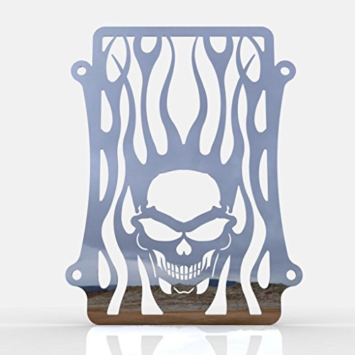 Skull Flame Polished Radiator Grill fits: 2007-2014 VN900 Kawasaki Vulcan 900 Custom & 2006-2014 Vulcan 900 Classic - Ferreus Industries - GRL-117-09