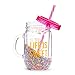 Fun Mason Jar Plastic Cups: Large Break Resistant, BPA Free To-Go Mug with Lid and Handle - Perfect as Party Cups, Kids Travel Cups, Wedding Party Cups (Life is Sweet, Single)