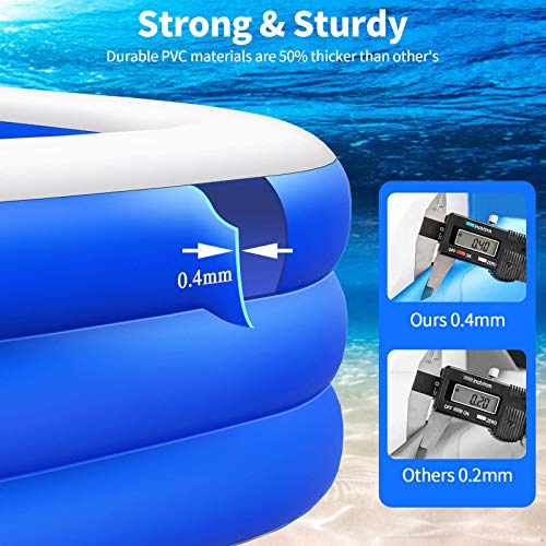 Plastic Kiddie Pool, 96"X56"X22" Inflatable Kids Pool, FullSized