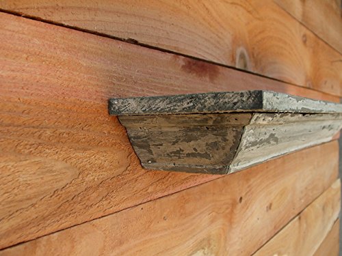 Floating White Mantle, 23" long, Distressed, Handmade, CEDAR, Crown Molding, Shabby Chic, Aged, Headboard, Custom orders welcome