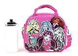 Monster High Lunch Box Carry Bag with Shoulder Strap and Water Bottle (PINK)