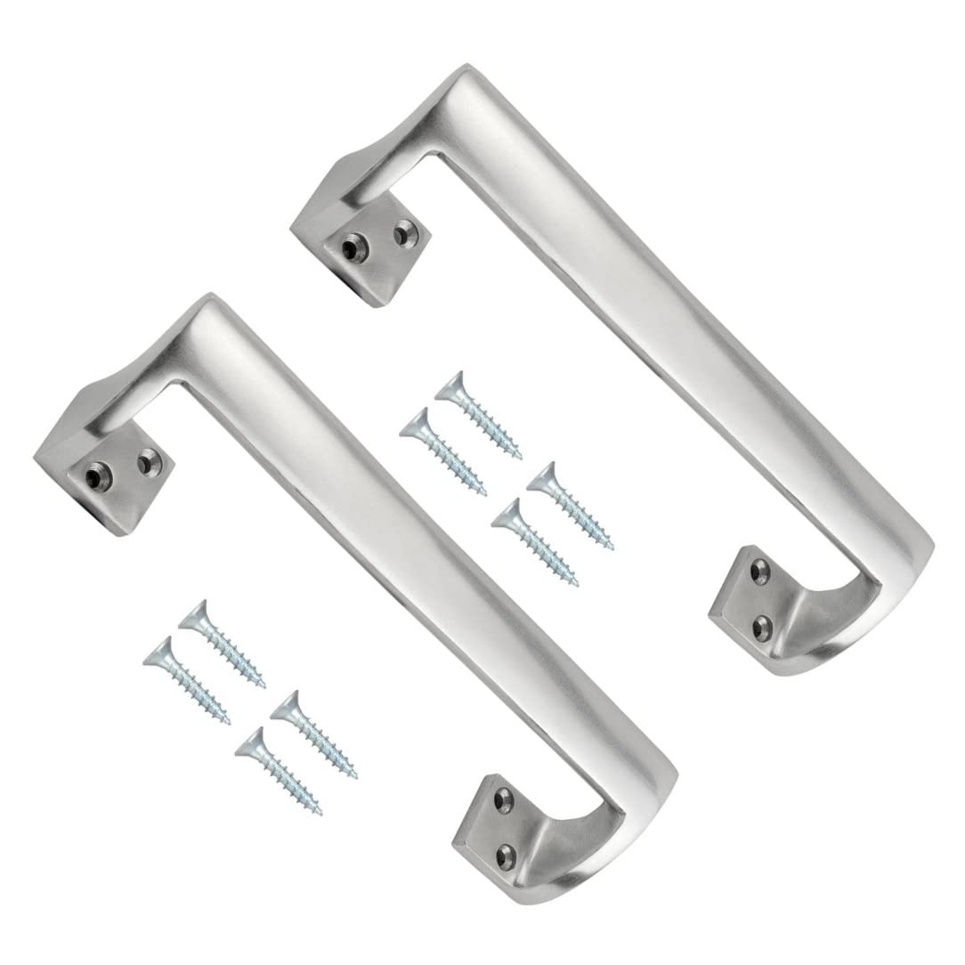 TERF® Heavy Duty Traditional Style Oval Grip Offset Cranked Door Pull Handle Aluminium 300mm [12 inch] Including Fixing Screw - Pack of 2