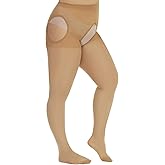 Yilanmy Plus Size Suspender Pantyhose for Women, 40D Sheer Tights Garter Belt Thigh High Stockings