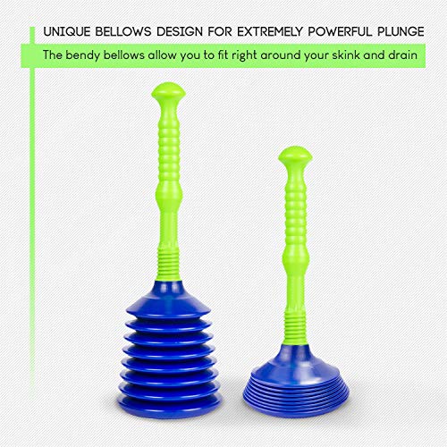 Luigi's Large Sink and Drain Plunger for Kitchens, Bathrooms, Sinks, Baths, Waste Pipes and Showers. Heavy Duty, Powerful, Commercial Style 'Plumbers Plunger' with Large Bellows