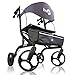 Hugo Mobility Explore Side-Fold Rollator Walker with Seat, Backrest and Folding Basket, Pearl Blk