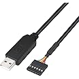 DTech USB to TTL Serial 5V Adapter Cable with FTDI FT232RL Chip 6 Pin 0.1 inch Pitch Female Socket Header UART IC Windows 11 10 8 7 Linux MAC OS (6ft, Black)