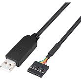DTECH USB to TTL Serial 5V Adapter Cable with FTDI FT232RL Chip 6 Pin 0.1 inch Pitch Female Socket Header UART IC Windows 11 10 8 7 Linux MAC OS (6ft, Black)
