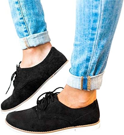 Women Vintage Lace up Flock Single Shoes Classic Flat Shoes by Lowprofile
