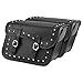 Nomad USA Universal Slanted Black Synthetic Leather Throw Over Motorcycle Saddlebags with Quick Release Buckles (Braided & Studded))