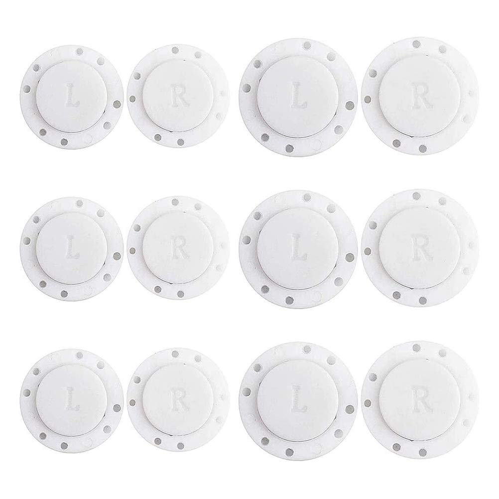 Merkts Invisible Plastic Magnet Button, 6 Pairs Magnetic Coat Buttons, Sewing Supplies Magnet Stone Buckle Automatic Diy Bag Magnet Button for Clothesï¼ˆWhiteï¼‰