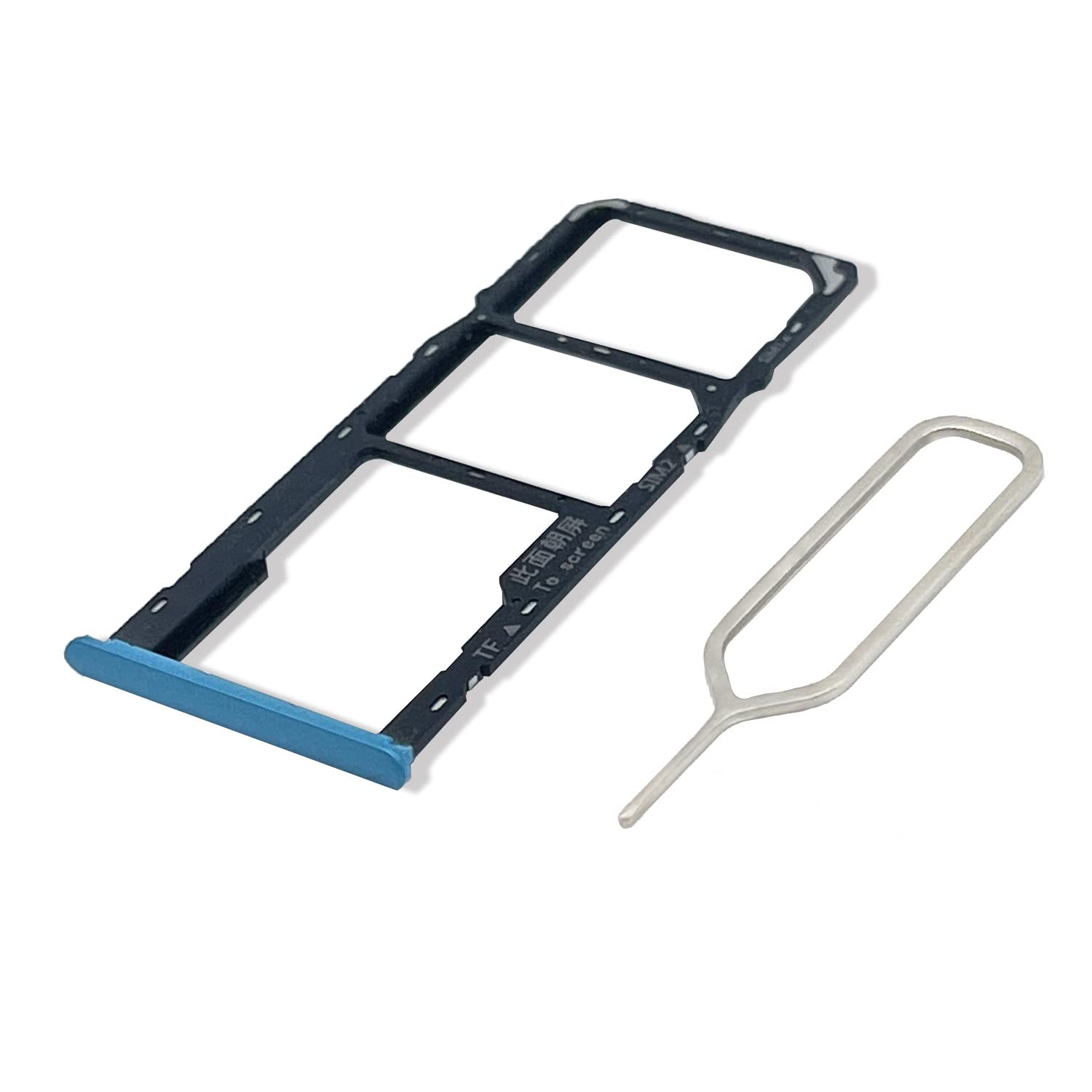 Eonpam Original DUAL SIM Card Slot Tray Holder Replacement for (Realme 6i) Incl SIM Pin (Blue)