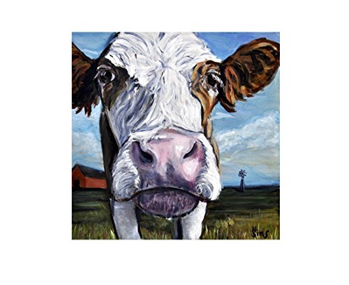 Cow Art Print Close Up, Farm Animal Giclee for your Farmhouse Decor, size mat option