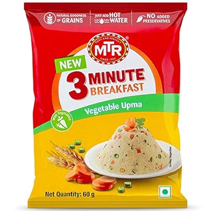 MTR 3 Mins Breakfast Vegetable Upma Pouch 60g: Amazon.in: Grocery & Gourmet Foods