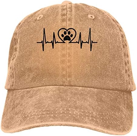 Women's Men's Adjustable Baseball Cap Paw Print Heartbeat Trucker Hat