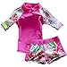 Baby Girls Kids Toddler Two Piece Round-Neck Rash Guard UV Sun Protection Swimsuit (6-7 Years, Rose)
