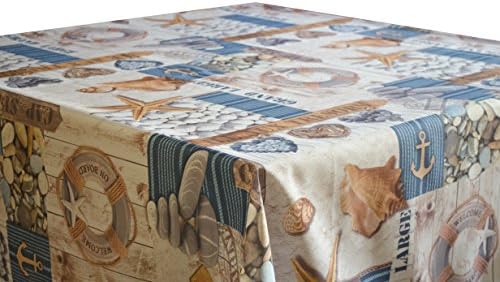 Tablecloth Sea Shells Placemats Printed Stain Resistant Colors Spring Décor 130 x 150 cm
