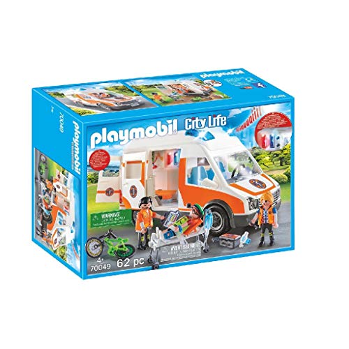 PLAYMOBIL City Life 70049 Rettungswagen mit Licht und Sound, Ab 4 Jahren
