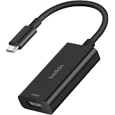 Belkin USB C to HDMI 2.1 Adapter, 8K@60Hz, HDR for MacBook, Chromebook, PC | Tethered Cable Design, HDCP 2.2 and USB-IF Certified, Compatible with iPad Pro, Tablet, Projectors, Gaming, and USB-C devices