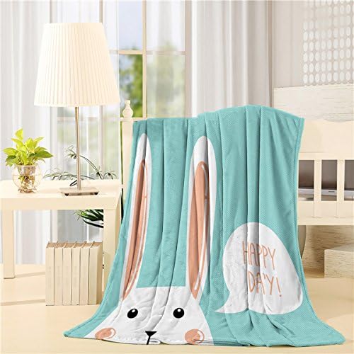 Cute Rabbit Pattern Fleece Blankets Warm Bed Blanket, Thick Couch Blanket, Soft Fabric, Easy Care (59"x79") by Advancey