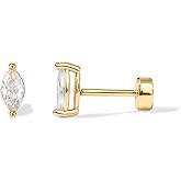 PAVOI 14K Gold Plated Sterling Silver Posts Dainty Mini Multi-Shape Flat Back Stud Earring Pack for Women | Helix Cartilage Piercing Jewelry