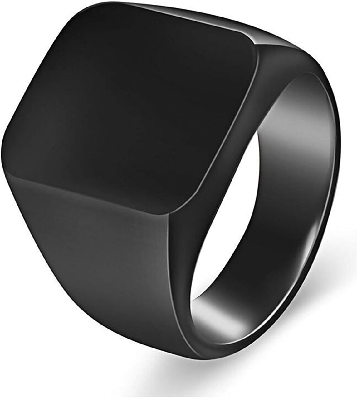 BigMart™ Solid Polished Stainless Steel Square Black Rings, Cool Casual Stainless Steel Ring for Men for Men Boys Fancy Rings Valentine Gift for Boyfriend