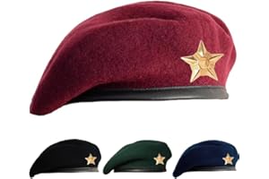 SILAK Traditional Army Style Cap with Metal Star Badge – Che Guevara Inspired, Woolen French Beret Hat for Men and Women