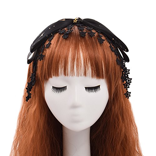 GRACEART Lolita Black Stars Big Bowknot Hairband