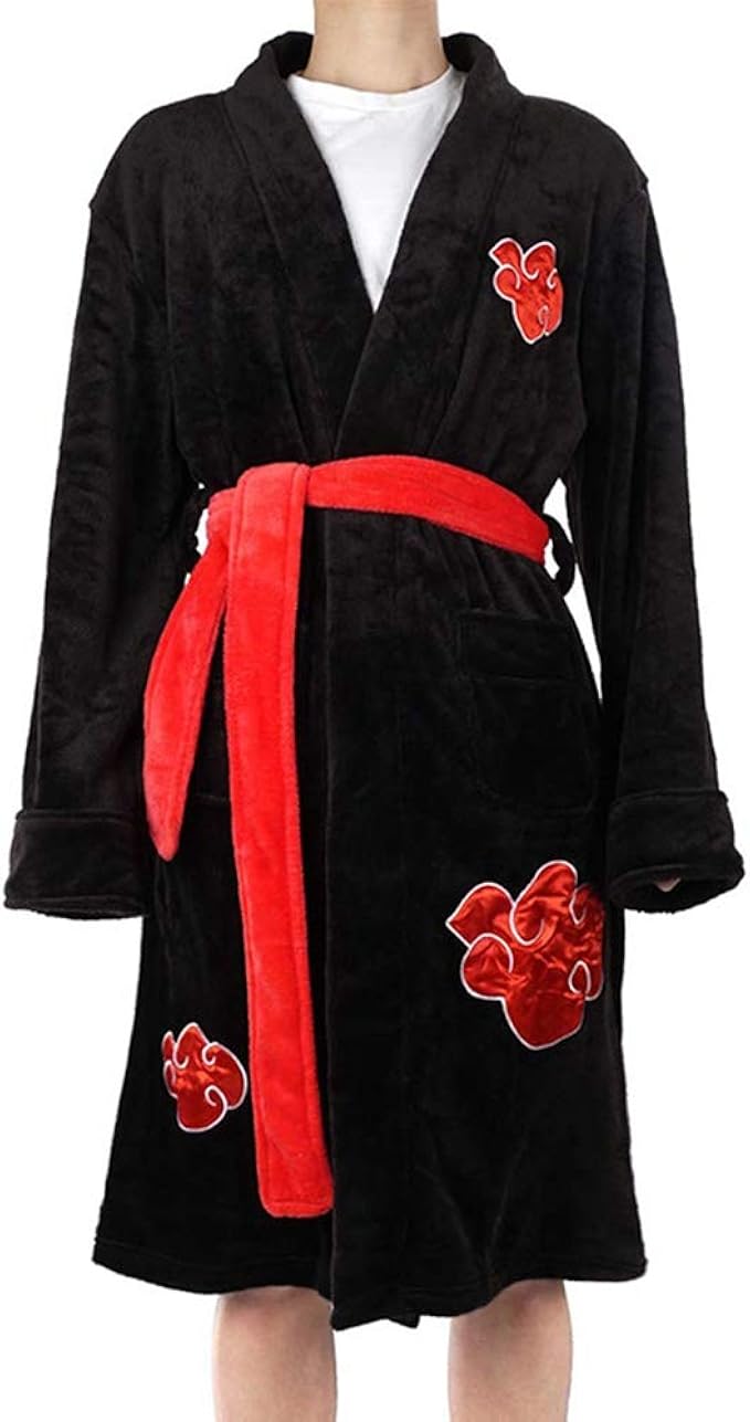 Pkiooi Anime Naruto Robe Nightwear Flannel Pajamas Sleepwear Akatsuki 