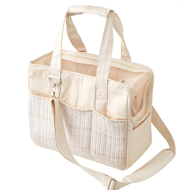 Pet Carrier Soft Sided for Dogs Cats up to 5 kg - Portable Transport Shoulder Bag Handbag Top Opening Breathable Foldable with Removable Mat and Breathable Mesh Airline Approved