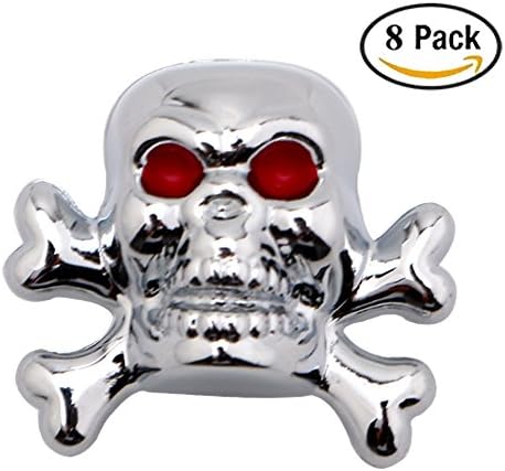 EverBright 8 pcs Skull Car Truck Bike Tire air Valve Stem Caps skull Wheel Rims (Style-1)