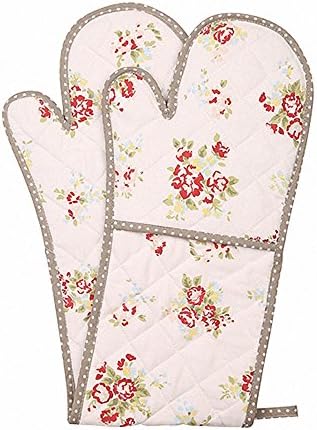COMEING Cotton Canvas Coated Double Oven Glove with Heat Resistant Padding Floral Quartz