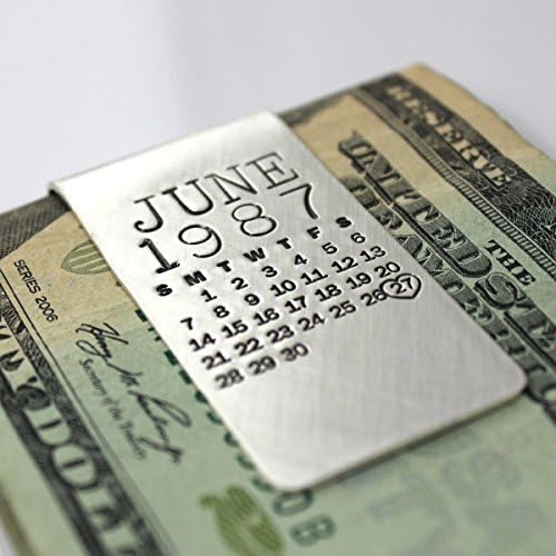 Mark Your Calendar Hand Stamped and Personalized Money Clip – Sterling Silver