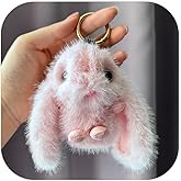 Grmpt Long Ears Rabbit Keychain Plush Rabbits Key Ring White Pink Rabbit Keychains