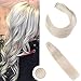 Ugeat 16Inch Tape in Remy Human Hair Extensions Seamless Skin Weft Tape on Real Human Hair Extensions #60 Platinum Blonde Tape on Hair 20Pcs 50Gram