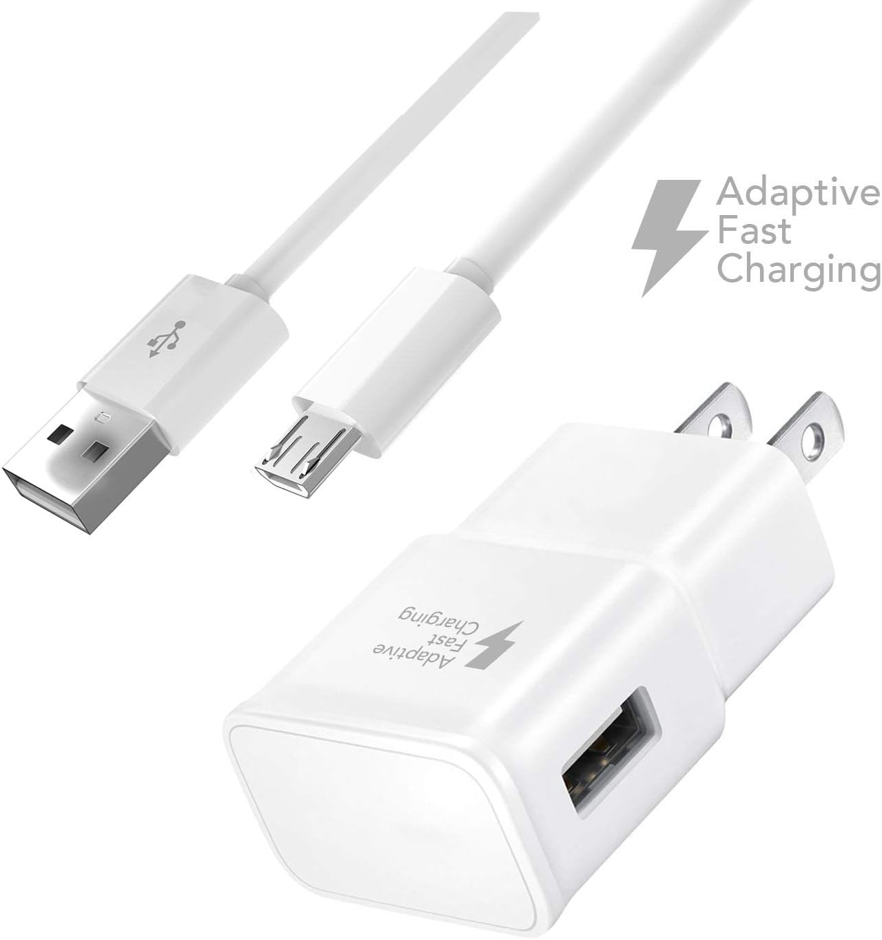 Galaxy S7 Adaptive Fast Wall Charger Set with Micro-USB Cable, Galaxy S6, Galaxy S6 Active Charger Fast Micro USB 2.0 Cable by ixir Compatible with Samsung Products - (Fast Wall Charger + Micro Cable)