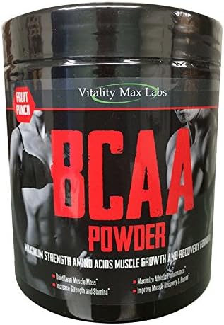 100% Pure BCAA Powder - Amino Acids Muscle Growth & Recovery Formula - 2:1:1 Ratio of Leucine to Isoleucine & Valine - Fruit Punch Flavor - Maximum Strength Workout Formula (1)