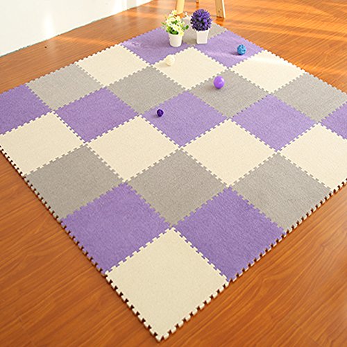 yazi EVA Foam Anti-Slip Foam Puzzle Floor Play Mat Kid's Multicolored Shapes Puzzle Play Mat Purple Color Set of 9,Each tile is 1 sqft 12