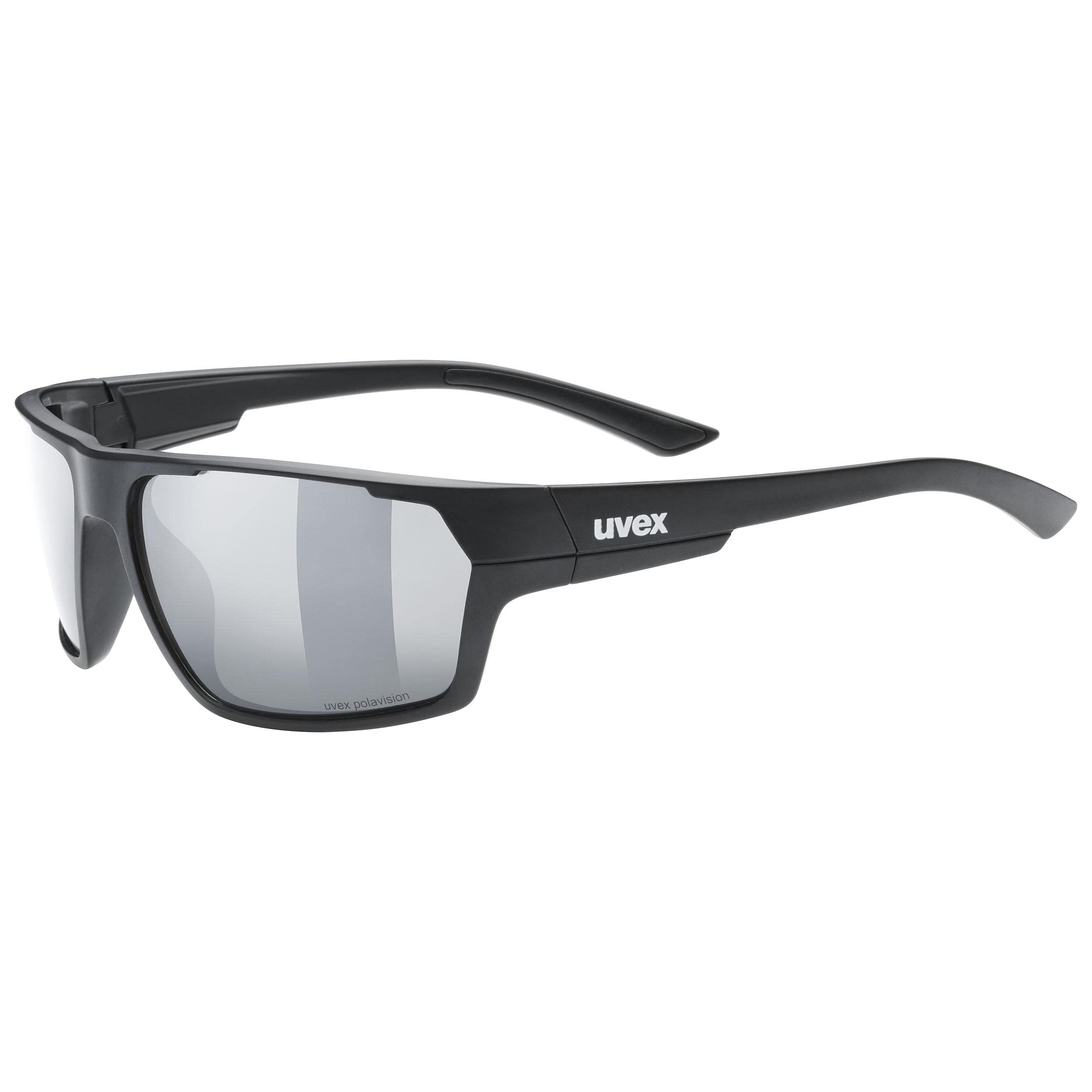 uvex Sportstyle 233 P - Sports Sunglasses for Men and Women - Polarized Lenses - Mirrored Lenses - Black Matt/Silver - One Size