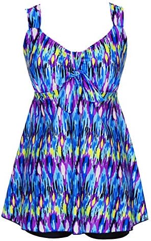 DANIFY Women's Plus Size Swimwear Two Piece Swimsuit Pin up Tummy Control Tankini Swimdress