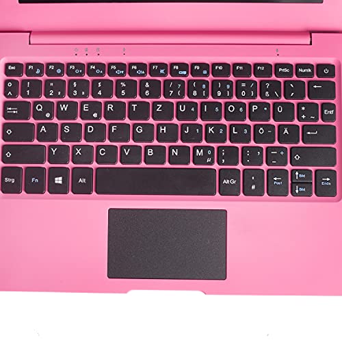 Bigmachine Computer Laptop Mini 10.1 Inch 32GB Windows 10 Ultra Thin and Lightweight Netbook Quad Core PC HDMI USB Webcam Netflix YouTube QWERTZ Layout (Dark Pink)
