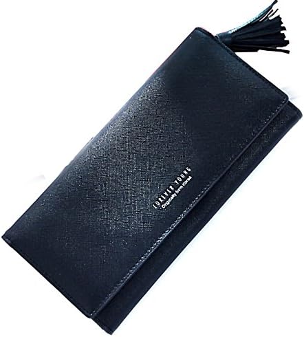 VLCQNHI Large Capacity Luxury Wax Genuine Leather Cluth Wallet Coin Purse Money Bag Colorsize Medium Black