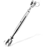 suiwotin 1/2" (M12) Turnbuckle Stainless Steel Jaw and Jaw Turnbuckle Rigging Screw, Closed Body Turnbuckle Jaw for Marine Grade Pack of 1