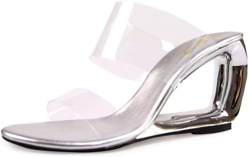 wetkiss Women Slides Sandals Strange Heels Shoes Clear PVC Shoes Slides Sandals for Women Size 10