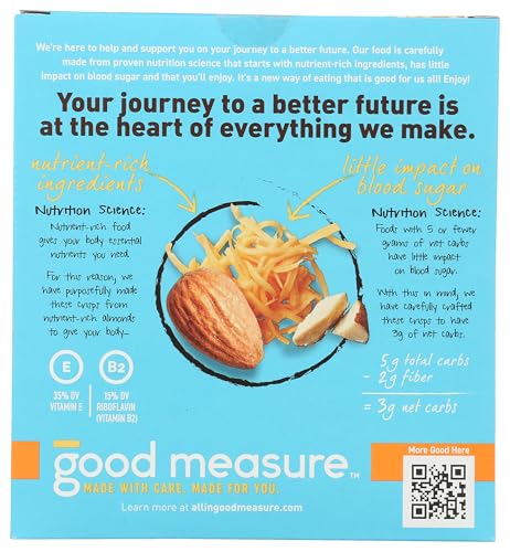 GOOD MEASURE CHEDDAR ALMOND CRISPS, 3G NET CARBS, 2G SUGAR – NUTRIENT-RICH, CRUNCHY, AND SAVORY SNACK LITTLE IMPACT ON BLOOD MADE IN THE USA, 10 1-OZ POUCHES