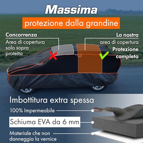 Upgrade4cars Premium Anti-Hail Car Cover for Outdoor Padded and Waterproof | Universal Anti-Scratch Plush Car Cover for Summer and Winter | Car – M (432 x 165 x 119 cm)